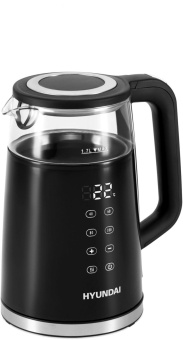 Чайник электрический Hyundai HYK-G6404 1.7л. 2200Вт черный/серебристый корпус: стекло/пластик от магазина РЭССИ