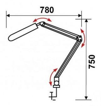 Светильник Трансвит ДЕЛЬТА (Delta/Gr) настольный на струбцине 2G7 серебристый 11Вт от магазина РЭССИ