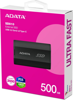 Накопитель SSD A-Data USB-C 500GB SD810-500G-CBK SD810 1.8" черный от магазина РЭССИ