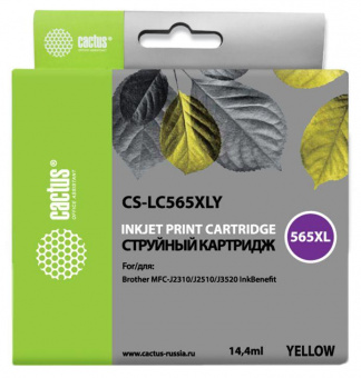 Картридж струйный Cactus CS-LC565XLY желтый (14.4мл) для Brother MFC-J2510 от магазина РЭССИ