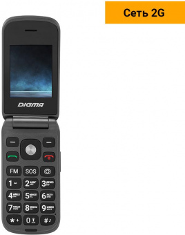 Мобильный телефон Digma VOX FS240 32Mb серый раскладной 2Sim 2.44" 240x320 0.08Mpix GSM900/1800 FM microSDHC max32Gb от магазина РЭССИ