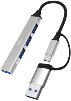 Разветвитель USB-C Digma DHUB-4USB-AC-3.0 4порт. черный от магазина РЭССИ