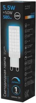 Лампа светодиодная Gauss 107309355-D 5.5Вт цок.:G9 капсул. 220B 6500K св.свеч.бел.хол. (упак.:1шт) от магазина РЭССИ