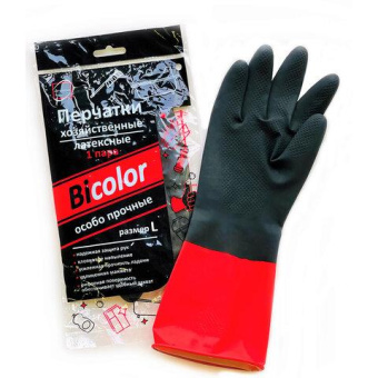 Перчатки хозяйственные Континентпак BiColor черно-красные L (120) 139466 от магазина РЭССИ