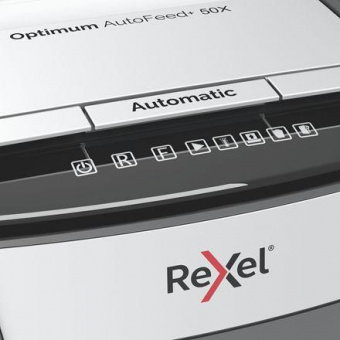 Шредер Rexel Optimum AutoFeed 50X черный с автоподачей (секр.P-4) фрагменты 50лист. 20лтр. скрепки скобы пл.карты от магазина РЭССИ