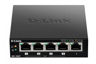 Коммутатор D-Link DES-1005P/B1A 5x100Мбит/с 4PoE 60W неуправляемый от магазина РЭССИ