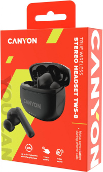 Гарнитура внутриканальные Canyon TWS-8 черный беспроводные bluetooth в ушной раковине (CNS-TWS8B) от магазина РЭССИ