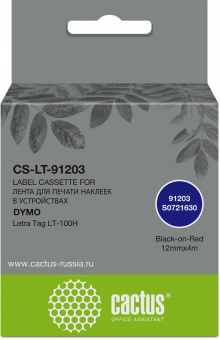 Картридж ленточный Cactus CS-LT-91203 91203 черный/красный для Dymo Letra Tag LT-100H от магазина РЭССИ