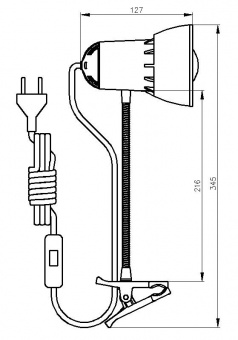 Светильник Трансвит НАДЕЖДА-ПШ (NADEZHDA-PSH/BL) настольный на прищепке E27 черный 40Вт от магазина РЭССИ