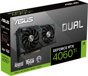 Видеокарта Asus PCI-E 4.0 DUAL-RTX4060TI-A16G NVIDIA GeForce RTX 4060TI 16Gb 128bit GDDR6 2595/18000 HDMIx1 DPx3 HDCP Ret от магазина РЭССИ