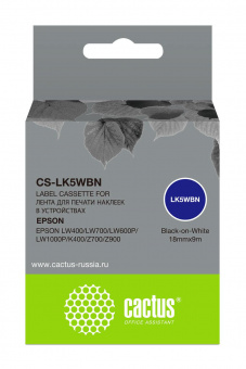 Картридж ленточный Cactus CS-LK5WBN черный для Epson LW300/LW400/LW700/LW600P/LW1000P от магазина РЭССИ