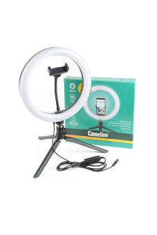 Светильник Camelion KD-849 C02 LED, 10Вт, кольцевой на треноге, 3 ур яркости, USB-кабель 5B, с пультом управлен от магазина РЭССИ