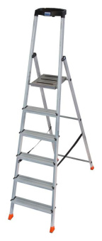 Свободностоящая стремянка Krause MONTO SAFETY 2К заглушки 6 ступеней 128966 от магазина РЭССИ