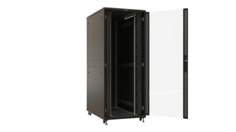 Шкаф серверный Hyperline (TTBR-4281-AS-RAL9004) напольный 42U 800x1000мм пер.дв.стекл задн.дв.спл.стал.лист 4 бок.пан. 1000кг черный 910мм IP20 сталь от магазина РЭССИ