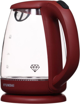 Чайник электрический Hyundai HYK-G1002 1.7л. 2200Вт бордовый (корпус: стекло) от магазина РЭССИ