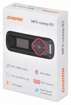 Плеер Flash Digma R3 8Gb черный/0.8"/FM/microSDHC/clip от магазина РЭССИ