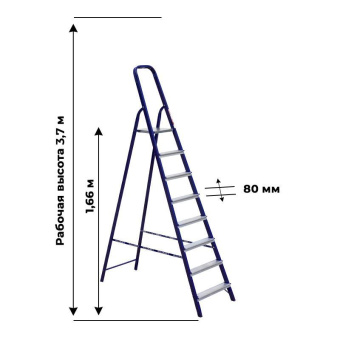 Стальная стремянка Алюмет 8 ступеней. Серия М8408 от магазина РЭССИ