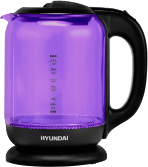 Чайник электрический Hyundai HYK-G5809 1.7л. 2200Вт фиолетовый/черный (корпус: стекло) от магазина РЭССИ