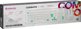 Клавиатура + мышь Defender Cerrato C-978 клав:белый мышь:белый/голубой USB беспроводная Multimedia (45978) от магазина РЭССИ