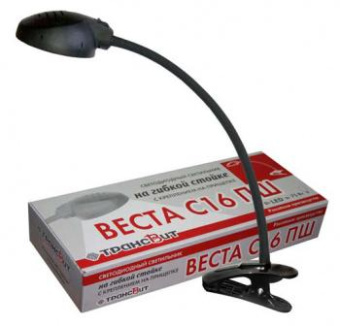 Светильник Трансвит Веста С16 ПШ (VESTAC16-PSH/BL) настольный на гибкой стойке черный 7Вт от магазина РЭССИ