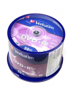 Записываемый компакт-диск Verbatim 43550 DVD+R 4.7 GB 16x CB/50 от магазина РЭССИ