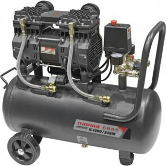 Компрессор поршневой Парма БМ K-1500/24БМ безмасляный 237л/мин 24л 1500Вт серый/черный от магазина РЭССИ