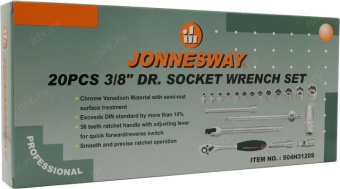 Набор торцевых головок (3/8"DR; 6-23 мм; 20 предметов) Jonnesway S04H3120S от магазина РЭССИ
