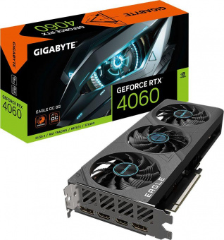 Видеокарта Gigabyte PCI-E 4.0 GV-N4060EAGLE OC-8GD NVIDIA GeForce RTX 4060 8192Mb 128 GDDR6 2505/17000 HDMIx2 DPx2 HDCP Ret от магазина РЭССИ