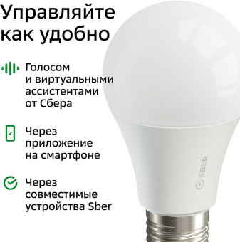 Умная лампа Sber А60 SBDV-00019 E27 9Вт 806lm Wi-Fi (упак.:1шт) (SBDV-00019) от магазина РЭССИ