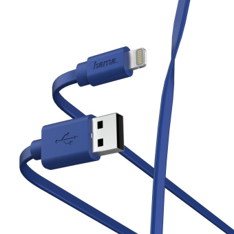 Кабель Hama 00187232 USB (m)-Lightning (m) 1м синий плоский от магазина РЭССИ