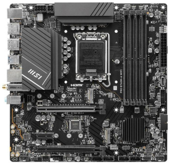 Материнская плата MSI PRO B760M-A WIFI Soc-1700 Intel B760 4xDDR5 mATX AC`97 8ch(7.1) 2.5Gg+HDMI+DP от магазина РЭССИ