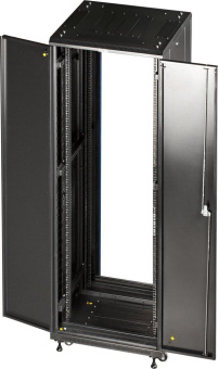 Шкаф коммутационный Lanmaster (TWT-CBB-42U-6X8-P1) напольный 42U 600x800мм пер.дв.перфор. задн.дв.перфор.2-хст. 2 бок.пан. 800кг черный 726мм 92кг 2055мм IP20 металл от магазина РЭССИ