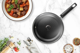 Сковорода Tefal Easy Plus 04237128 круглая 28см покрытие: Titanium ручка несъемная (без крышки) черный (9100054097) от магазина РЭССИ