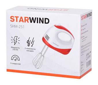 Миксер ручной Starwind SHM-251 250Вт белый/коралловый от магазина РЭССИ
