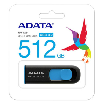 Флеш Диск A-Data 512GB DashDrive UV128 AUV128-512G-RBE USB3.0 черный/синий от магазина РЭССИ