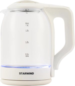 Чайник электрический Starwind SKG1056 1.8л. 2000Вт белый/прозрачный корпус: стекло от магазина РЭССИ