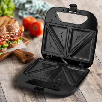 Сэндвичница Maxwell MW-1553 800Вт стальной/черный от магазина РЭССИ