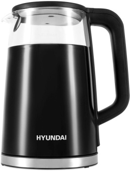 Чайник электрический Hyundai HYK-G6404 1.7л. 2200Вт черный/серебристый корпус: стекло/пластик от магазина РЭССИ