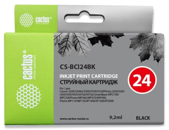 Картридж струйный Cactus CS-BCI24BK черный (9.2мл) для Canon S200/S200x/S300/S330/S330/i250/i320/i350/i450/i455/i470D/i475D/MP110/MP130/MP360/MP370/MP390/MPC190/MPC200/iP1000/iP1500/iP2000 от магазина РЭССИ