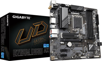Материнская плата Gigabyte B760M DS3H AX Soc-1700 Intel B760 4xDDR5 mATX AC`97 8ch(7.1) 2.5Gg RAID+HDMI+DP от магазина РЭССИ