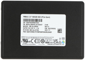 Накопитель SSD Samsung PCIe 4.0 x4 960GB MZQL2960HCJR-00A07 PM9A3 2.5" 1 DWPD от магазина РЭССИ