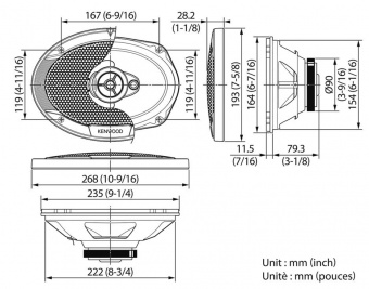 Колонки автомобильные Kenwood KFC-S6976EX 500Вт 87дБ 4Ом 15x23см (6x9дюйм) (ком.:2кол.) коаксиальные трехполосные от магазина РЭССИ