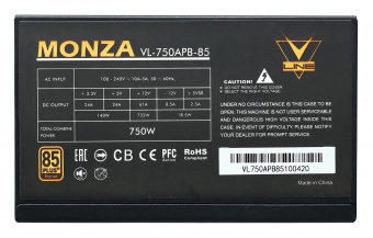 Блок питания Formula ATX 750W MONZA VL-750APB-85 80+ bronze (24+4+4pin) APFC 120mm fan 7xSATA RTL от магазина РЭССИ