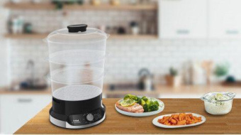 Пароварка Tefal VC204810 3ярус. 800Вт черный от магазина РЭССИ