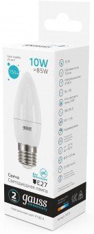 Лампа светодиодная Gauss Elementary 30220 10Вт цок.:E27 свеча 220B 4100K св.свеч.бел.ней. (упак.:10шт) от магазина РЭССИ
