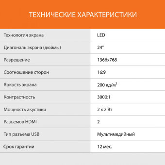 Телевизор LED SunWind 24" SUN-LED24XB203 черный HD 60Hz DVB-T DVB-T2 DVB-C DVB-S DVB-S2 USB от магазина РЭССИ