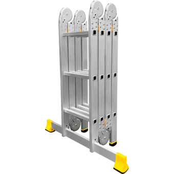 Алюминиевая лестница Алюмет шарнирная четырехсекционная с одним стабилизатором 4х3 ступеней. Серия T4133L от магазина РЭССИ