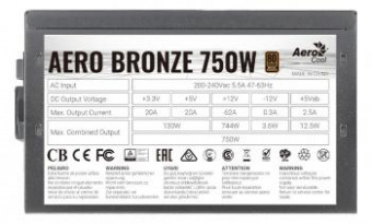 Блок питания Aerocool ATX 750W AERO BRONZE 80+ bronze 24+2x(4+4) pin APFC 120mm fan 6xSATA RTL от магазина РЭССИ