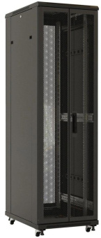 Шкаф серверный Hyperline (TTBR-4262-DD-RAL9004) напольный 42U 600x1200мм пер.дв.перфор.2ств. задн.дв.перфор.2-хст. 2 бок.пан. 800кг черный 1110мм IP20 сталь от магазина РЭССИ