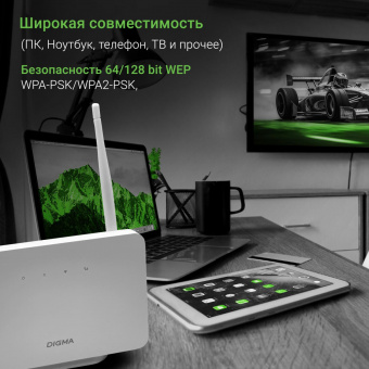 Интернет-центр Digma HOME (D4GHMAWH) N300 10/100BASE-TX/4G(3G) cat.4 белый от магазина РЭССИ